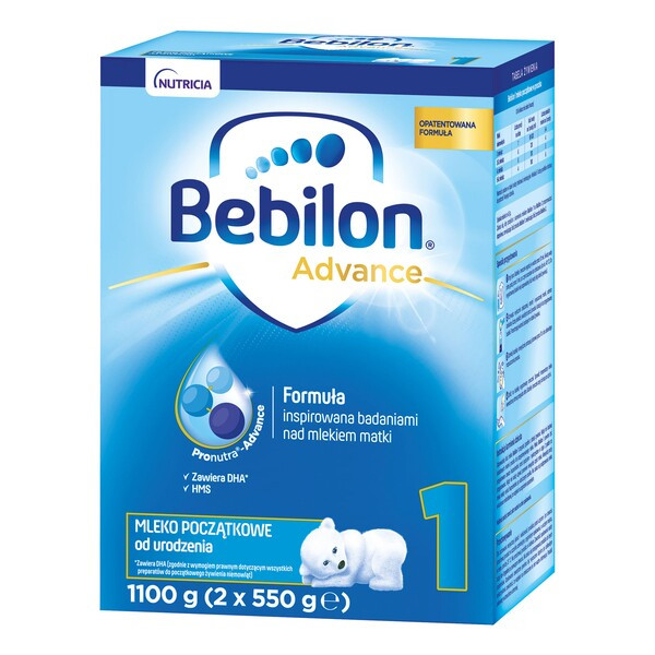 Bebilon 1 Pronutra­-Advance, mleko początkowe od urodzenia, proszek, 1100 g (2 x 550 g)
