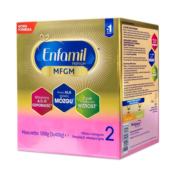 Enfamil Premium 2 mleko modyfikowane w proszku 1200 g dla niemowląt, (3x400 g)