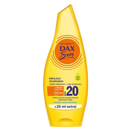 DAX Sun, emulsja do opalania z masłem kakaowym i olejem arganowym, SPF 20, 175 ml