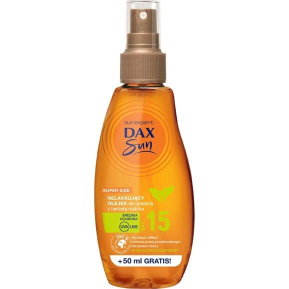DAX Sun, olejek do opalania z herbatą matcha SPF15, spray, 200 ml
